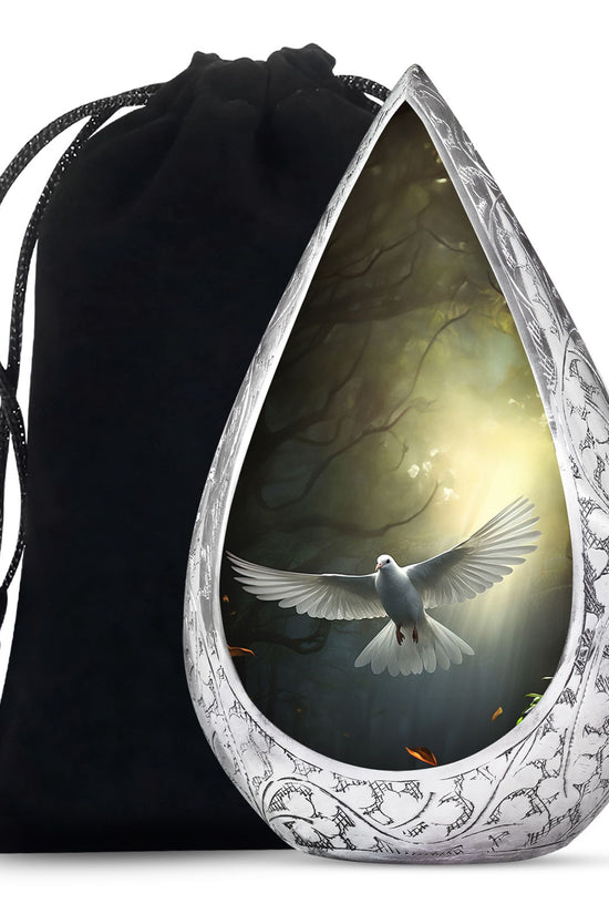 Mystical White Dove Cremation Urn - Forest Memorial Urn For Human Ashes