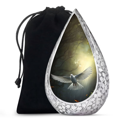 Mystical White Dove Cremation Urn - Forest Memorial Urn For Human Ashes