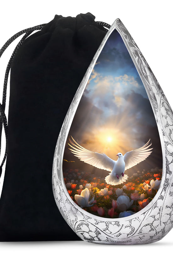 Floral Dove Memorial Urn For Ashes - Elegant Funeral Urn For Adult Ashes