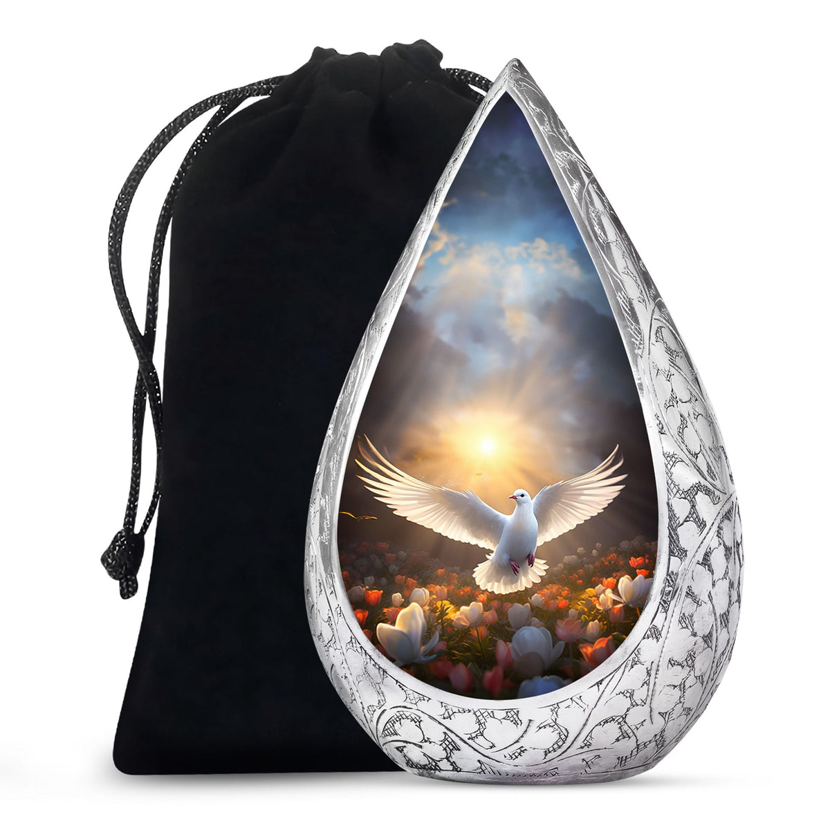 Floral Dove Memorial Urn For Ashes - Elegant Funeral Urn For Adult Ashes