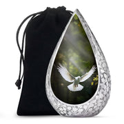 Flying Dove Theme Funeral Urn - Aluminium Large Urn For Male