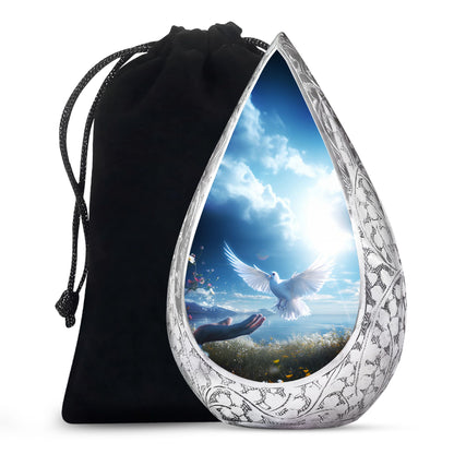 Spiritual White Dove Cremation Urn - Scenic Nature Memorial Urn For Burial