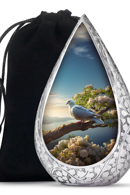 Dove Theme Funeral Urn - Aluminum Urn For Loved Ones