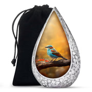 Blue Sparrow Bird Memorial Urn - Decorative Funeral Urn For Human Ashes