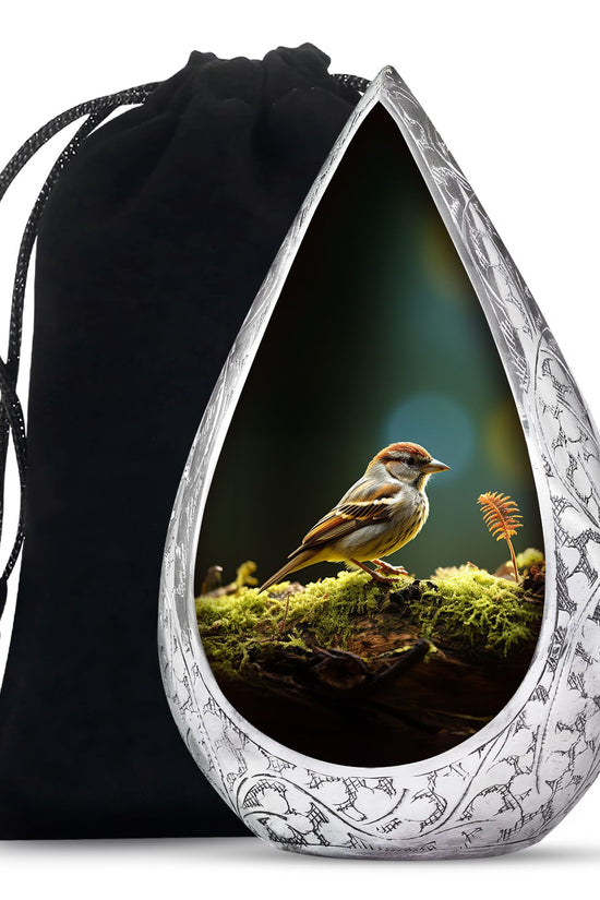 Forest Sparrow Cremation Urn - Nature Funeral Urn For Adult Ashes