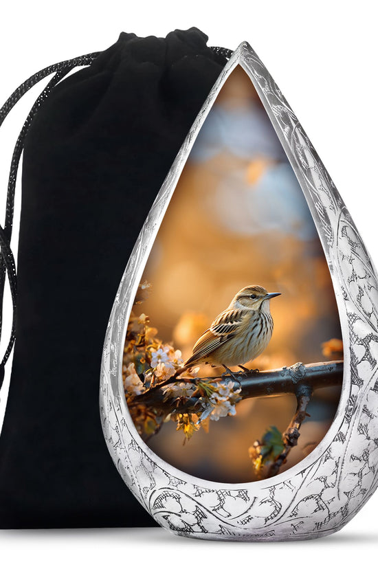 Sparrow Bird Theme Funeral Urn - Aluminium Funeral Urn For Loved Ones