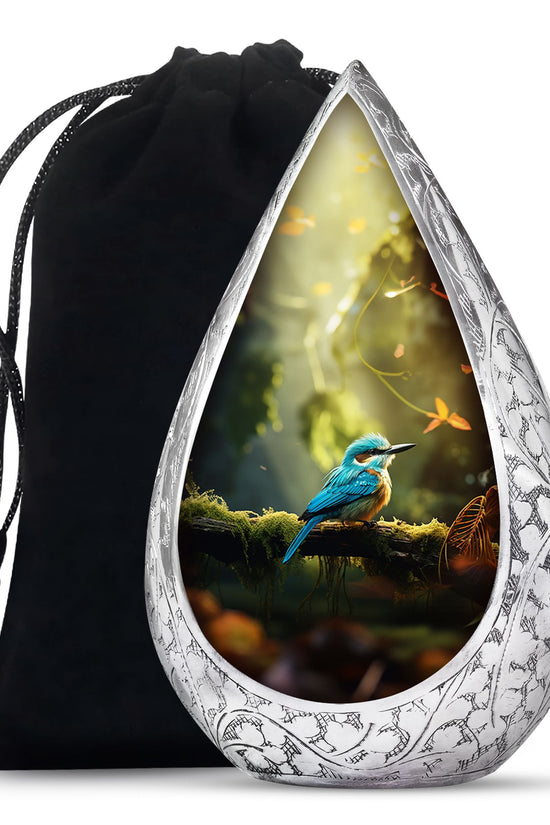 Peaceful Blue Bird Funeral Urn - Sparrow Memorial Urn For Loved Ones
