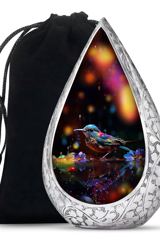 Colorful Sparrow Cremation Urn - Artistic Memorial Urn For Adult Ashes