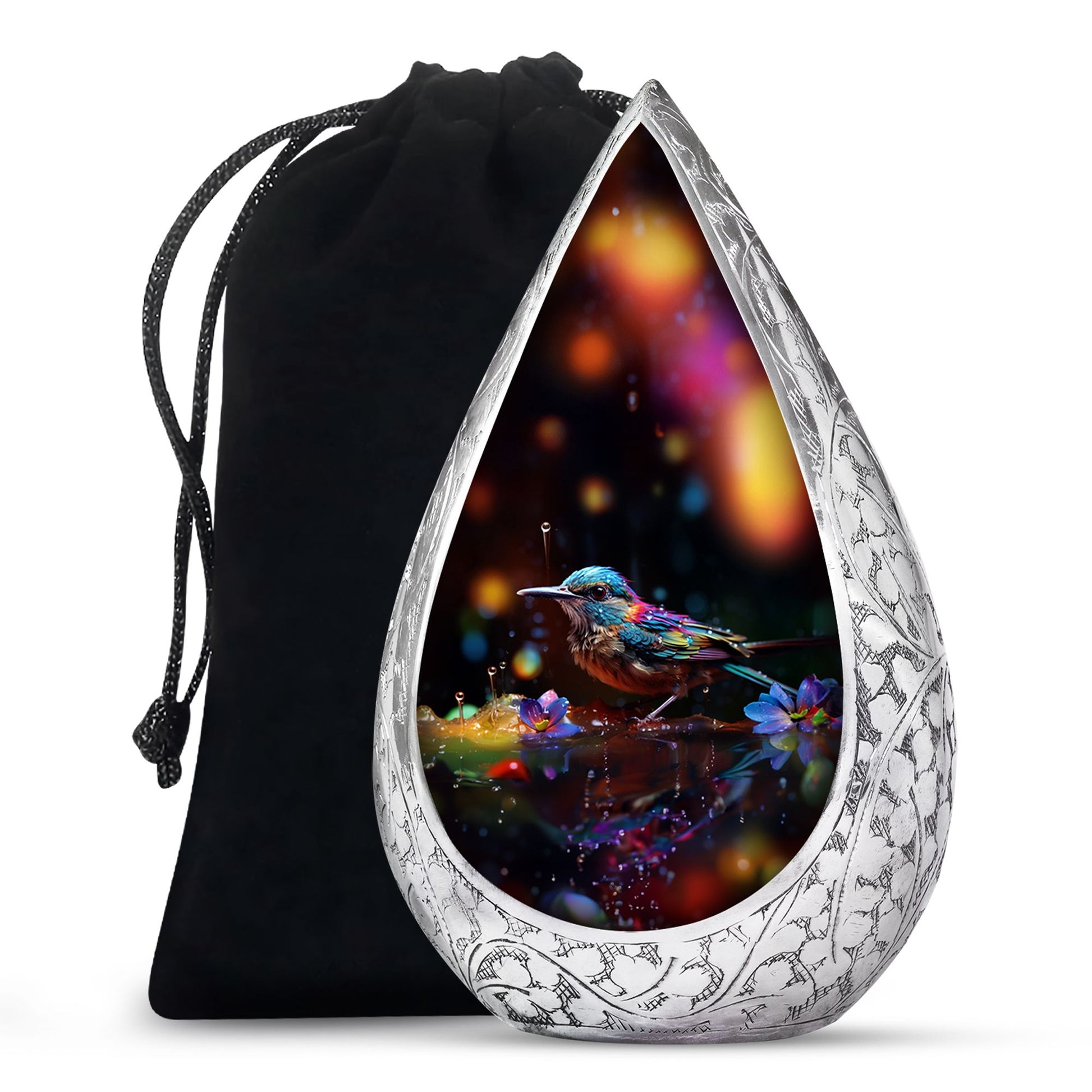Colorful Sparrow Cremation Urn - Artistic Memorial Urn For Adult Ashes