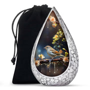 Scenic Sparrow Bird Memorial Urn - Decorative Cremation Urn For Ashes