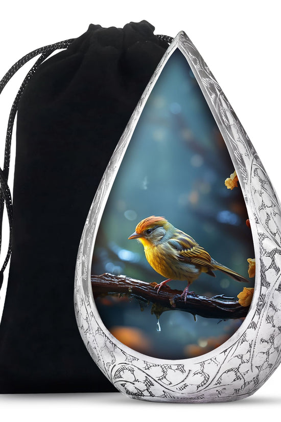 Elegant Sparrow Bird Memorial Urn - Aluminium Ashes Urn For Adults Ashes