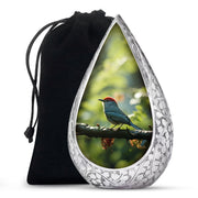 Green Sparrow Bird Memorial Urn - Large Funeral Urn For Human Ashes