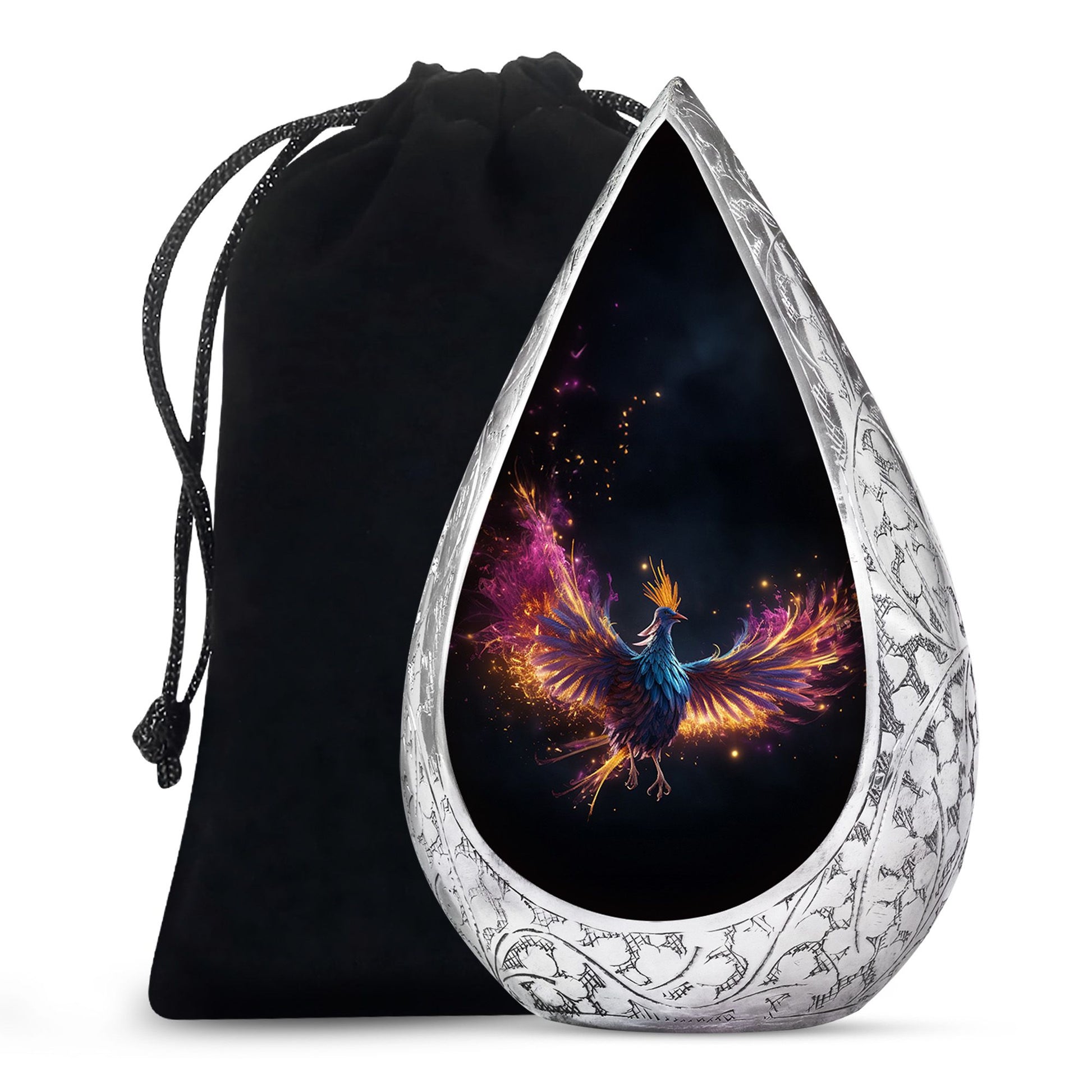 Colourful Phoenix Cremation Urn - Large Aluminum Urn For Ashes