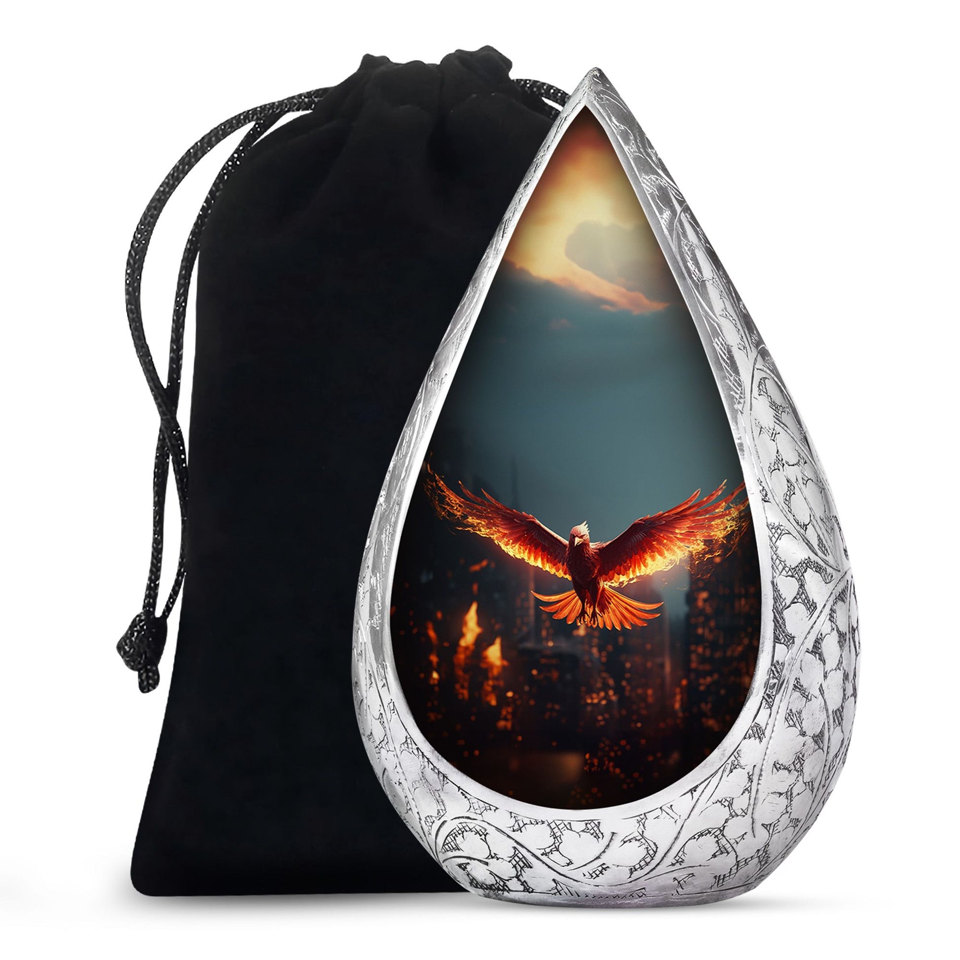 Burning Phoenix Memorial Urn - Unique Fantasy Urn For Male