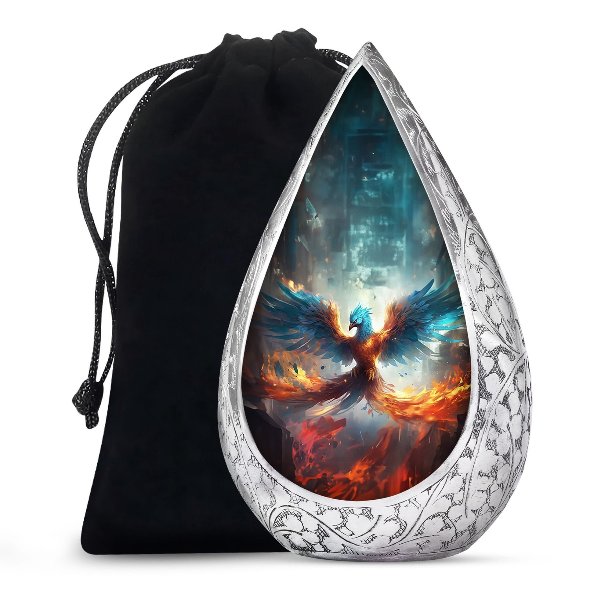 Blue Flame Phoenix Urn - Spiritual Tribute Urn for Men & Women