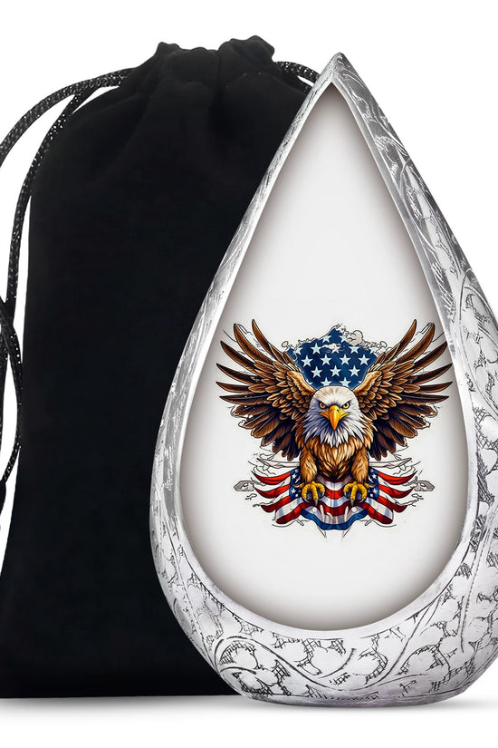 Artistic American Eagle Funeral Urn - White Aluminium Cremation Urn For Ashes