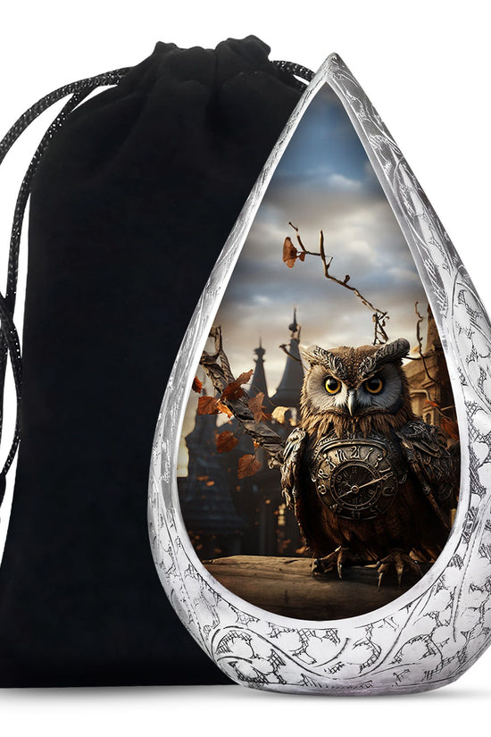 Owl Theme Memorial Urn - Vintage Cremation Ashes Urn For Human Ashes
