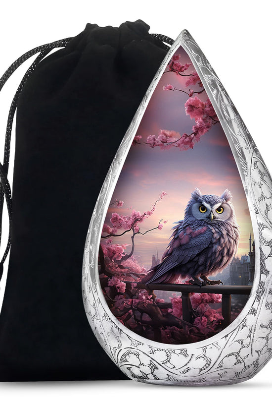 Purple Owl Cremation Urn - Elegant Memorial Urn For Human Ashes