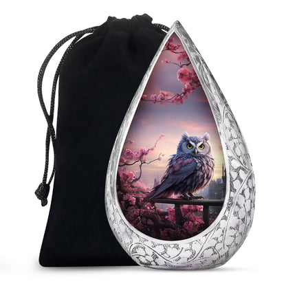Purple Owl Cremation Urn - Elegant Memorial Urn For Human Ashes