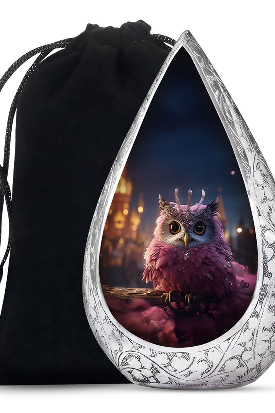 Pink Owl Cremation Urn - Elegant Memorial Urn For Burial