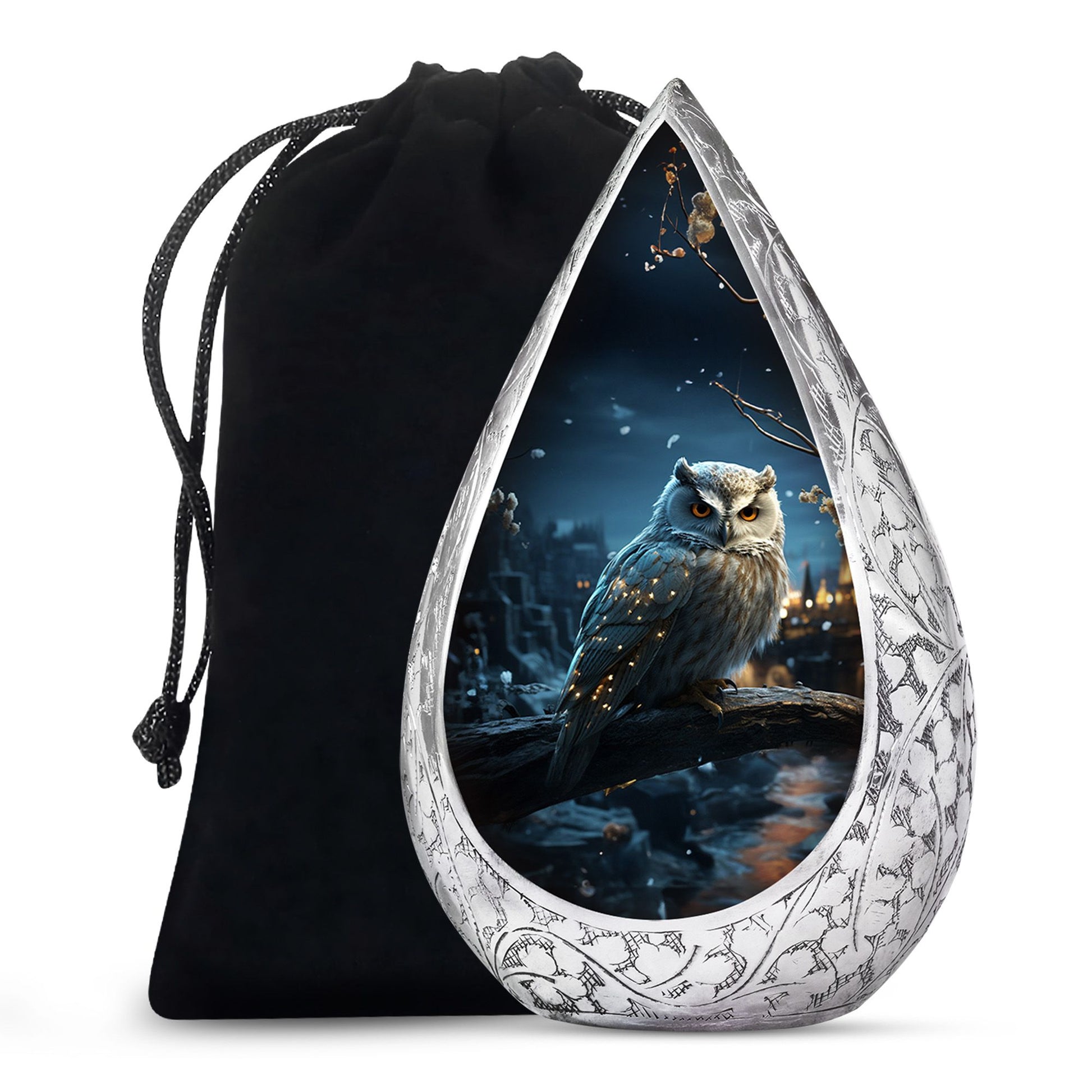 Snow Owl Cremation Urn - Elegant Funeral Urn For Human Ashes