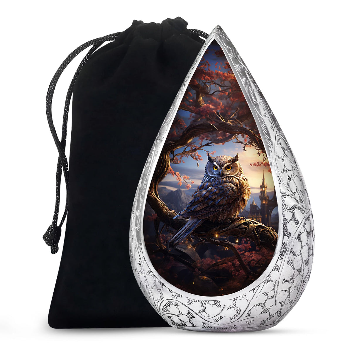 Mystical Owl Memorial Urn - Scenic Cremation Urn For Adults