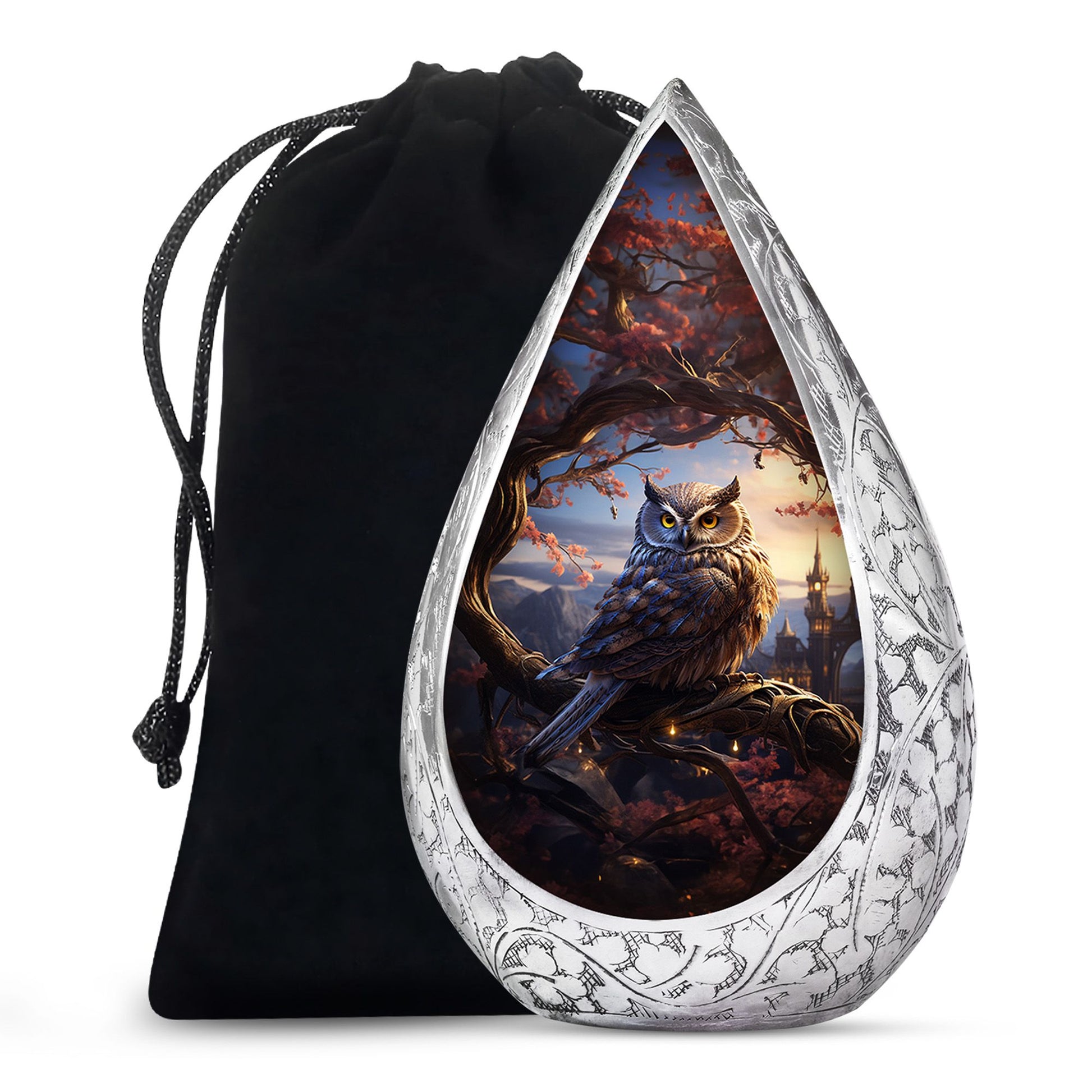 Mystical Owl Memorial Urn - Scenic Cremation Urn For Adults