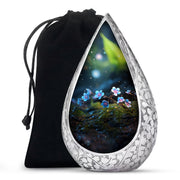 Scorpion Grass Aluminium Urn For Human Ashes - Large Floral Urn