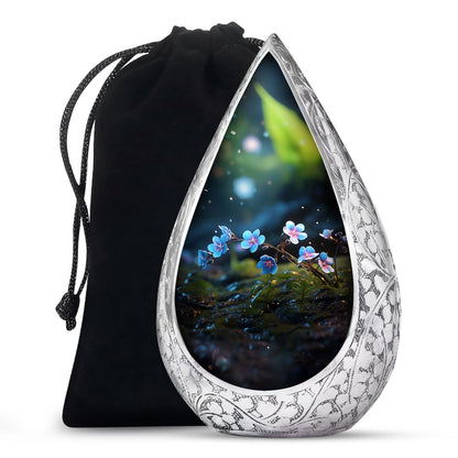 Scorpion Grass Aluminium Urn For Human Ashes - Large Floral Urn