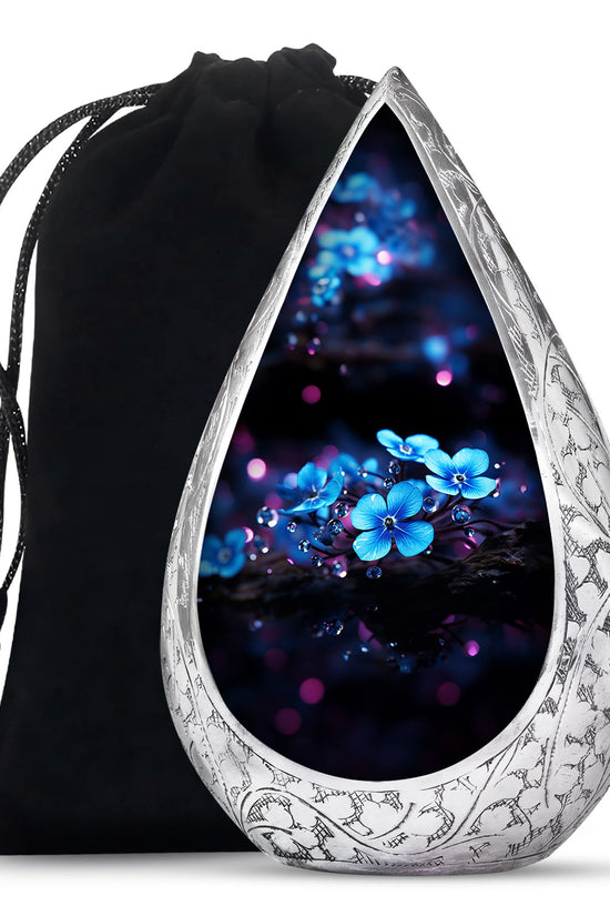 Bule Flower Memorial Urn - Premium Funeral Urn For Human Ashes