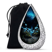 Blue Scorpion Grass Memorial Urn - Artistic Funeral Urn For Adult Ashes