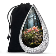 Pink Lily Aluminium Urn For Ashes - Large Floral Memorial Urn