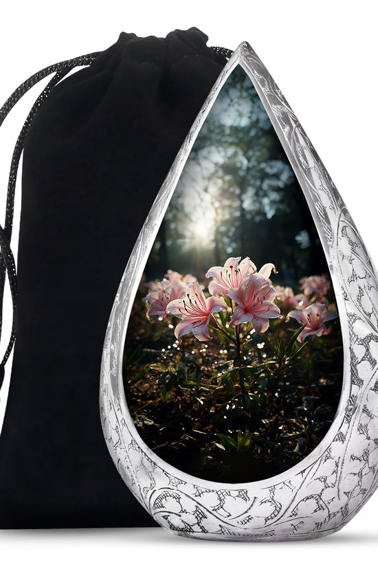 Pink Lily Funeral Urn For Ashes - Large Memorial Urn For Ashes