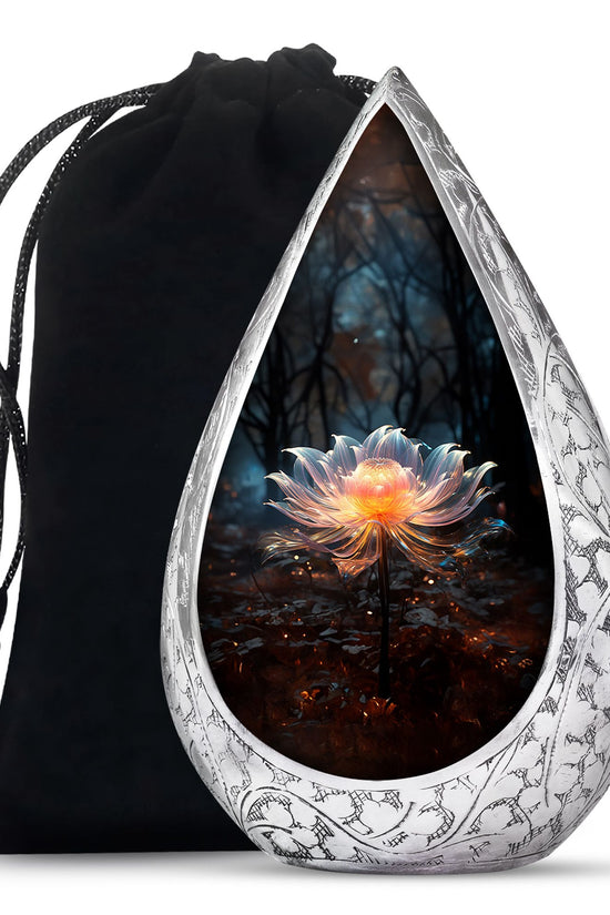 Lily Forest Theme Cremation Urn - Aluminium Funeral Urn For Loved Ones