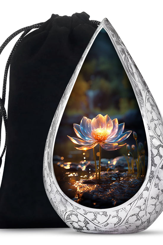 Glowing Lotus Memorial Urn - Large Cremation Urn For Ashes