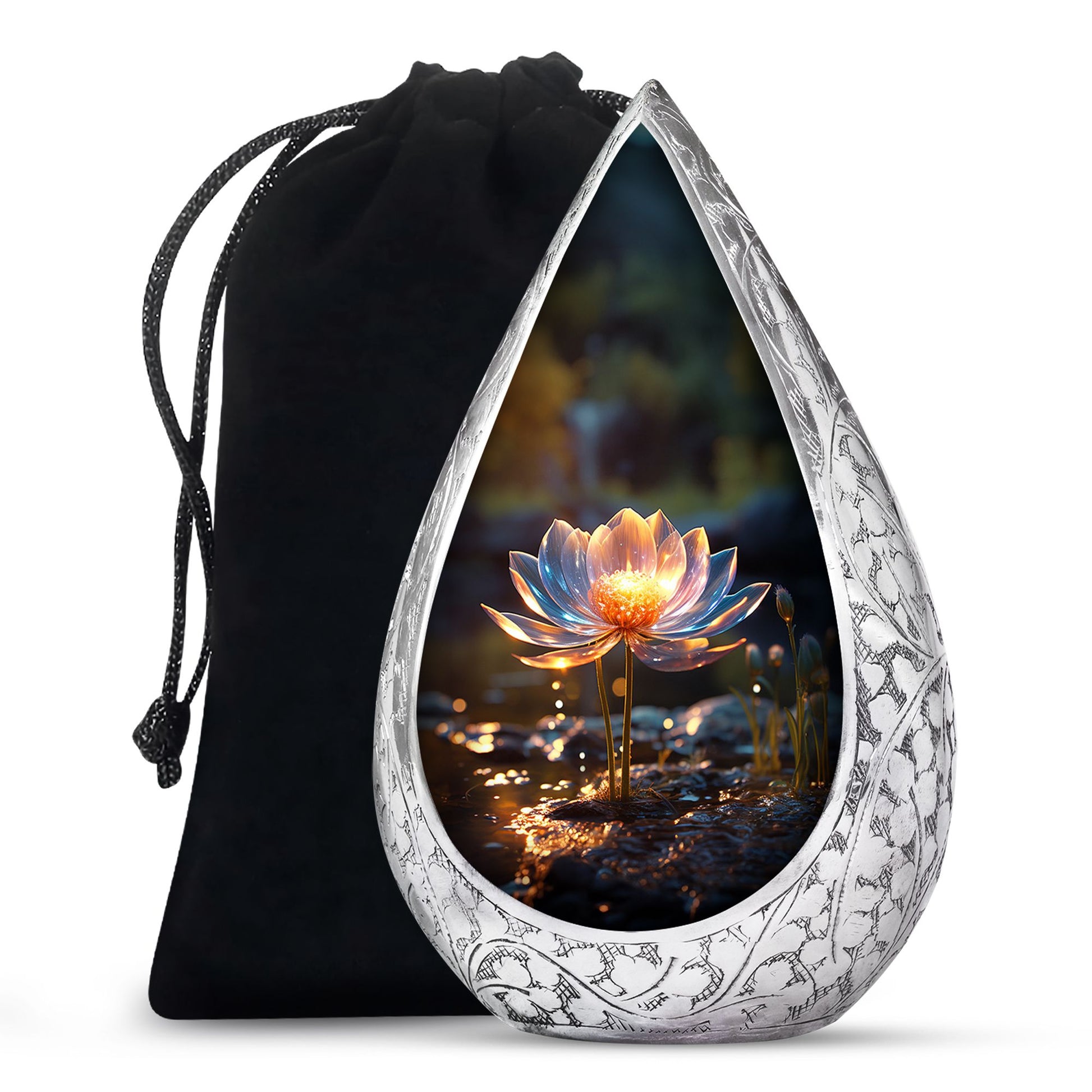 Glowing Lotus Memorial Urn - Large Cremation Urn For Ashes