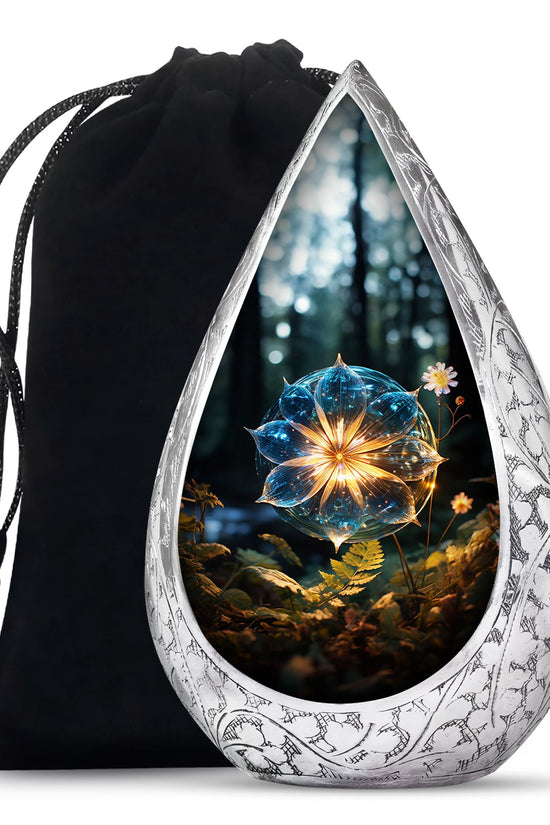 Mystic Forest Flower Cremation Urn - Fantasy Memorial Urn For Human Ashes