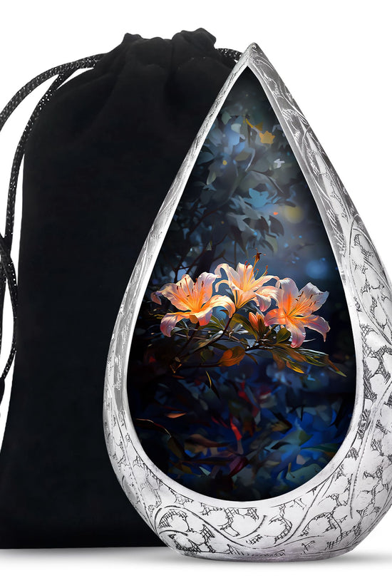 Serene Lily Flower Memorial Urn - Beautiful Cremation Urn For Ashes