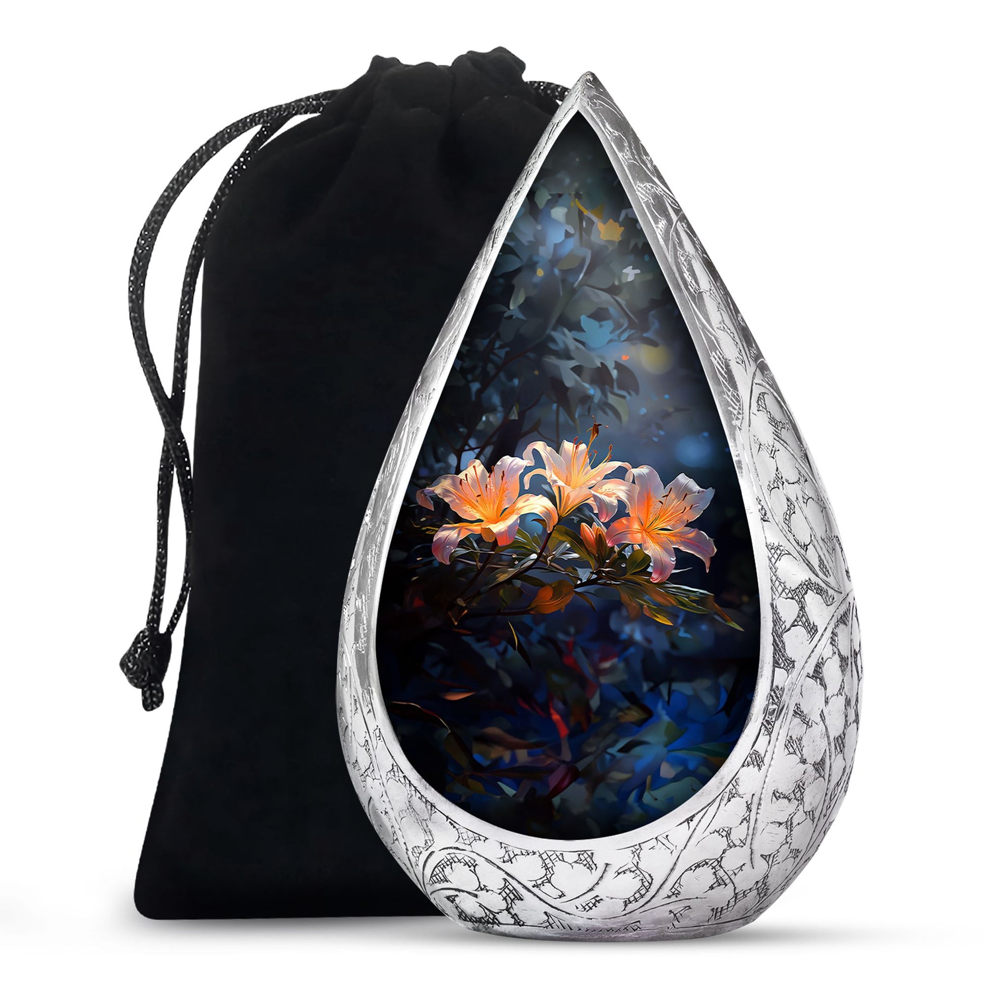 Serene Lily Flower Memorial Urn - Beautiful Cremation Urn For Ashes
