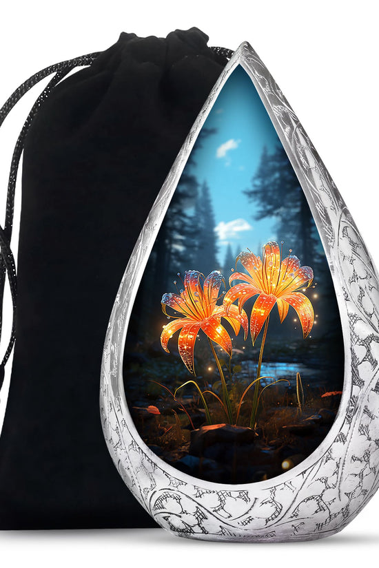 Nature Lily Memorial Urn - Burial Cremation Urn For Adult Ashes