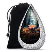 Orange Lily Funeral Urn For Ashes - Large Memorial Urn For Ashes