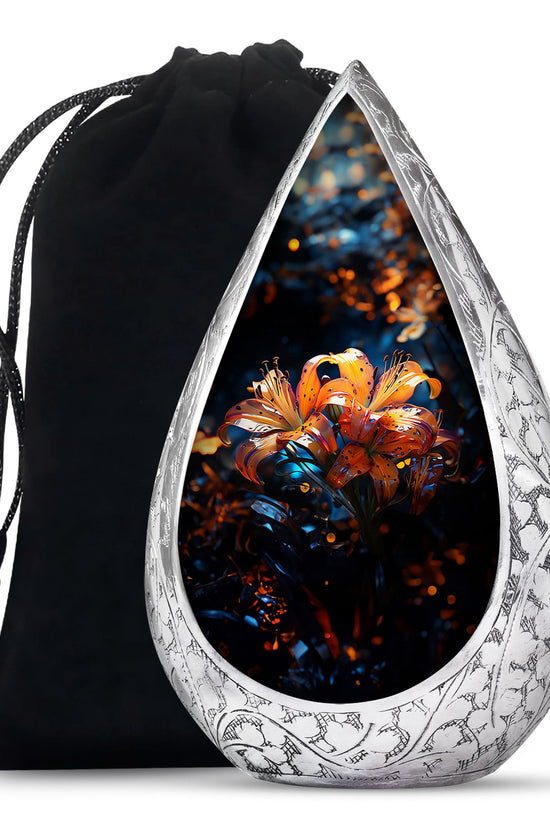 Tiger Lily Cremation Urn - Elegant Floral Memorial Urn For Human Ashes