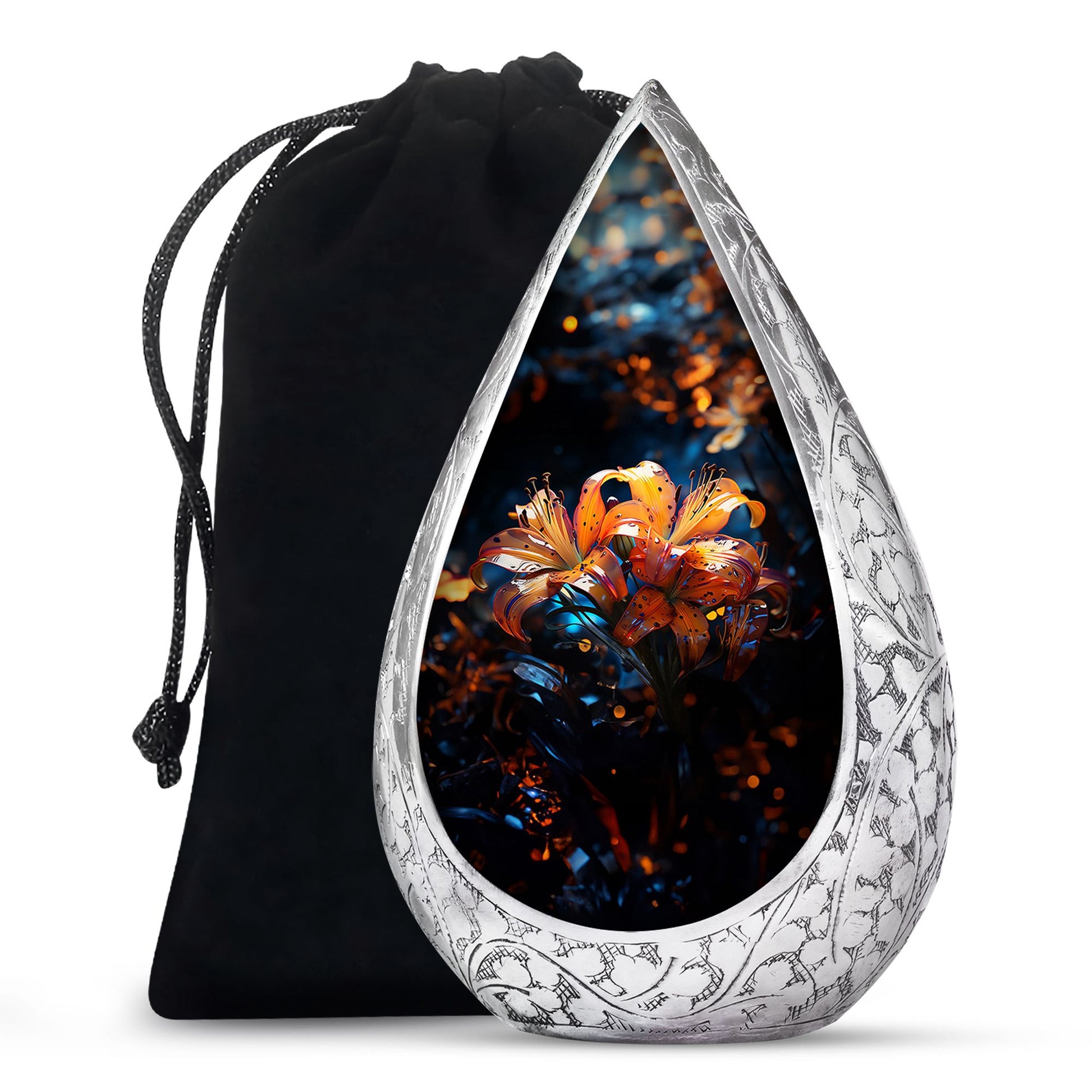 Tiger Lily Cremation Urn - Elegant Floral Memorial Urn For Human Ashes