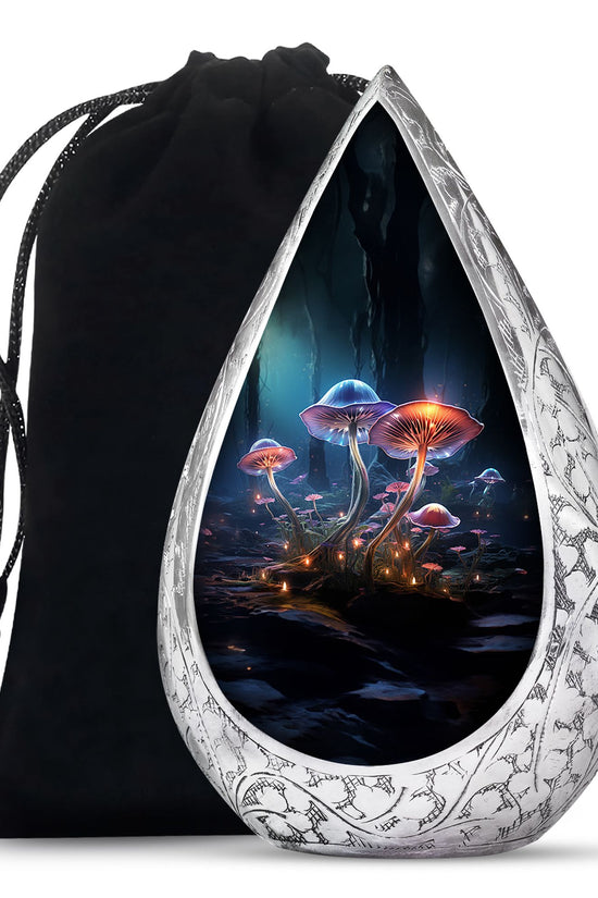 Glowing Mushroom Funeral Urn For Ashes - Aluminium Cremation Urn For Ashes