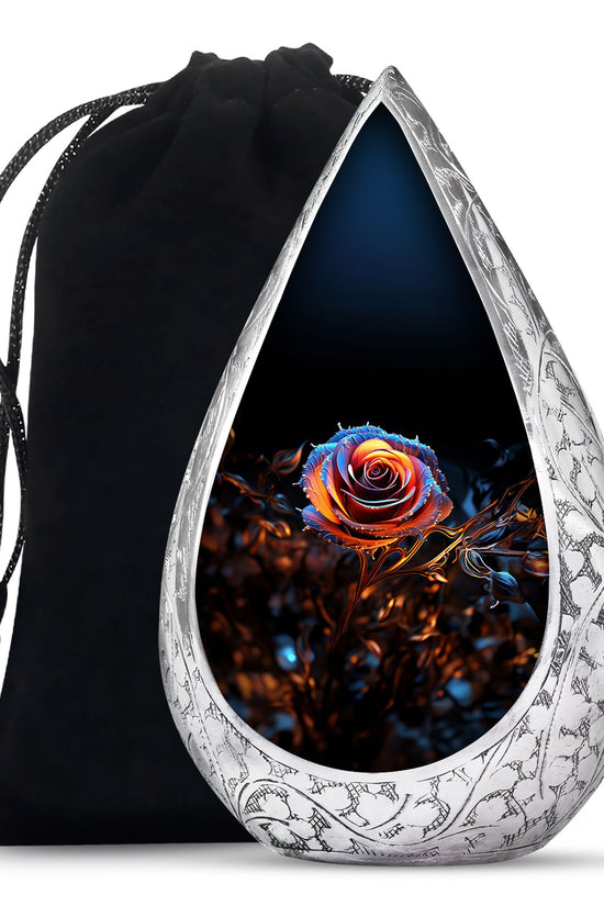 Beautiful Rose Theme Memorial Urn - Aluminum Cremation Urn For Loved Ones