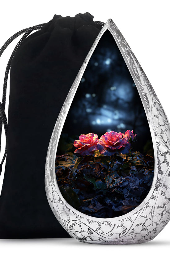 Pink Rose Theme Funeral Urn - Large Memorial Urn For Human Ashes