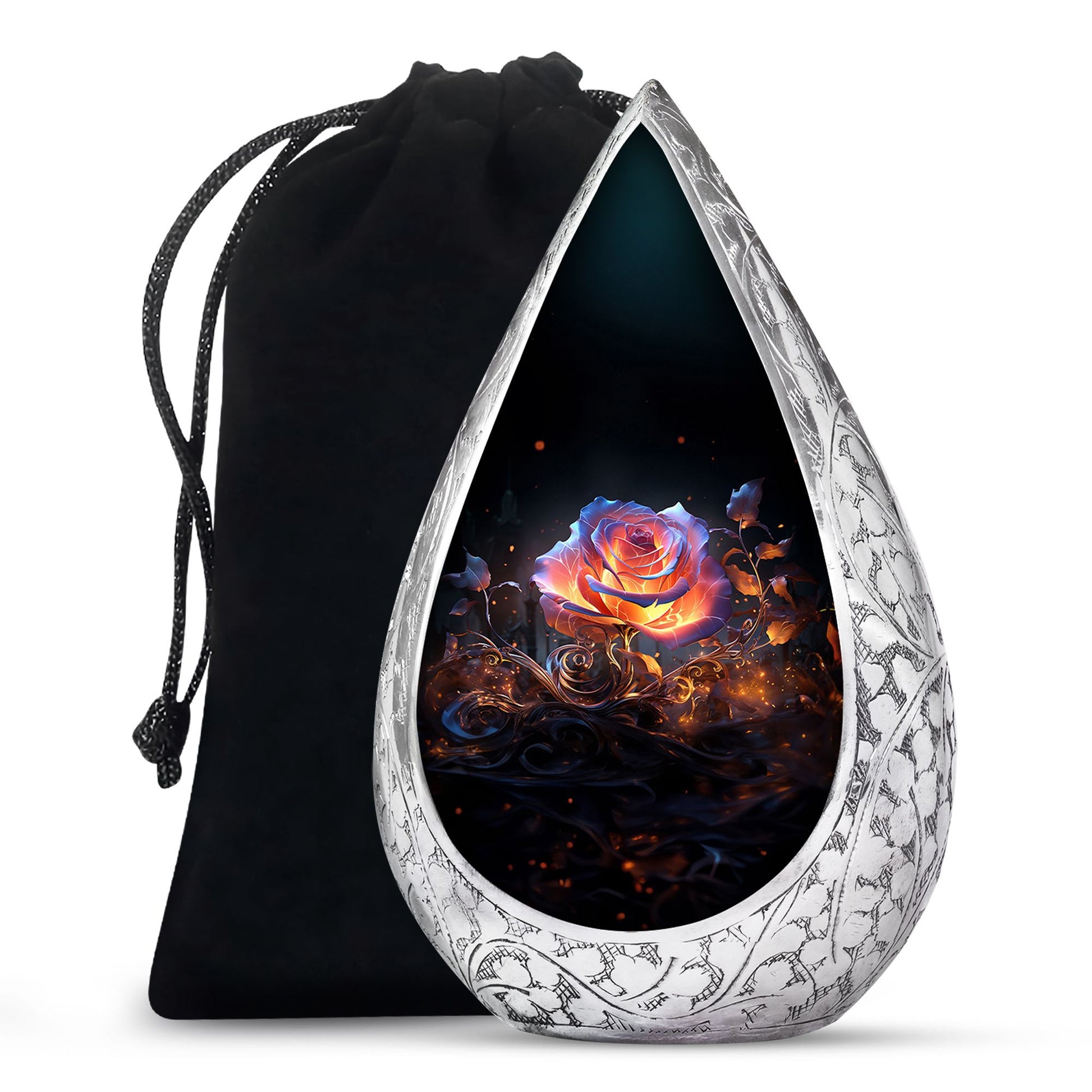 Glowing Rose Cremation Urn - Fantasy Memorial Urn For Ashes