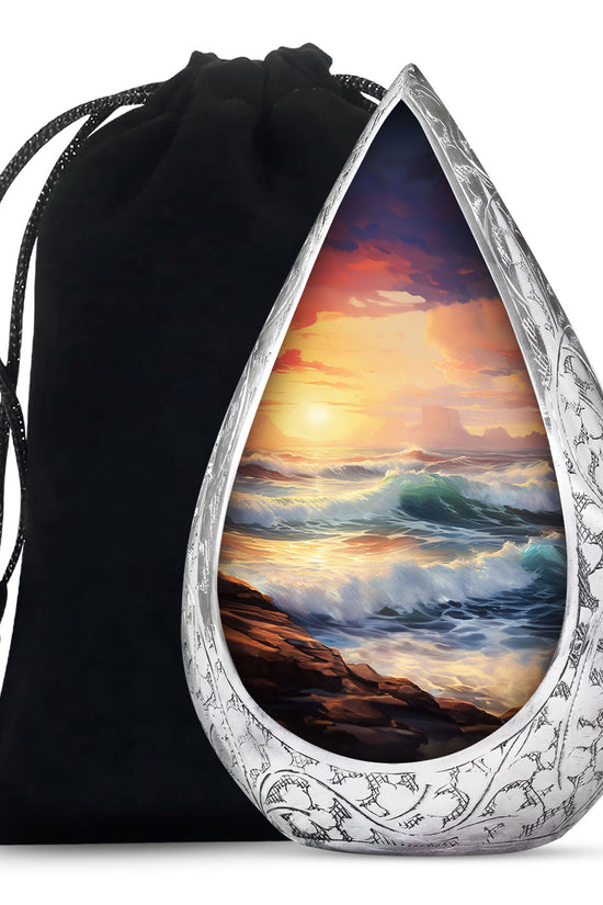 Beautiful Beach Theme Funeral Urn - Sunset Memorial Urn For Adult Ashes
