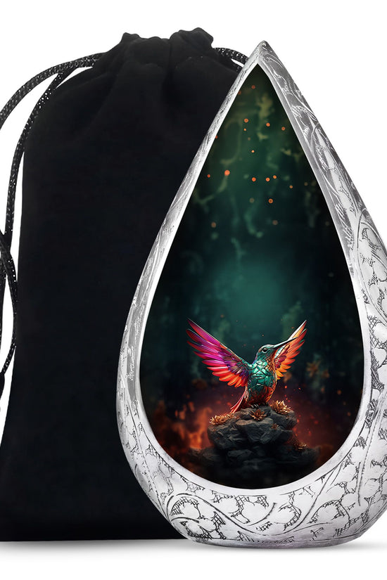 Green Hummingbird Funeral Urn - Decorative Memorial Urn For Adults Ashes