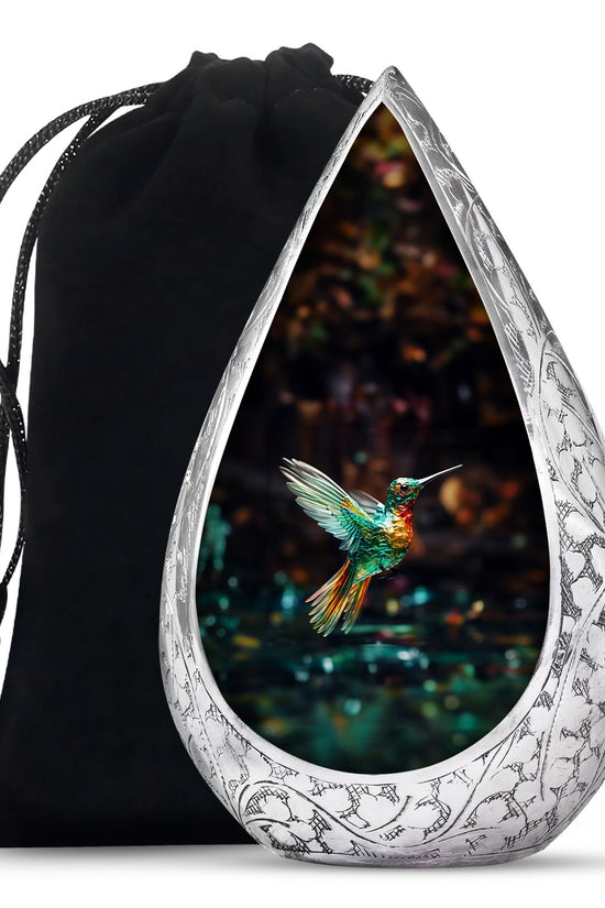 Crystal Hummingbird Theme Cremation Urn - Luxury Funeral Urn For Loved Ones